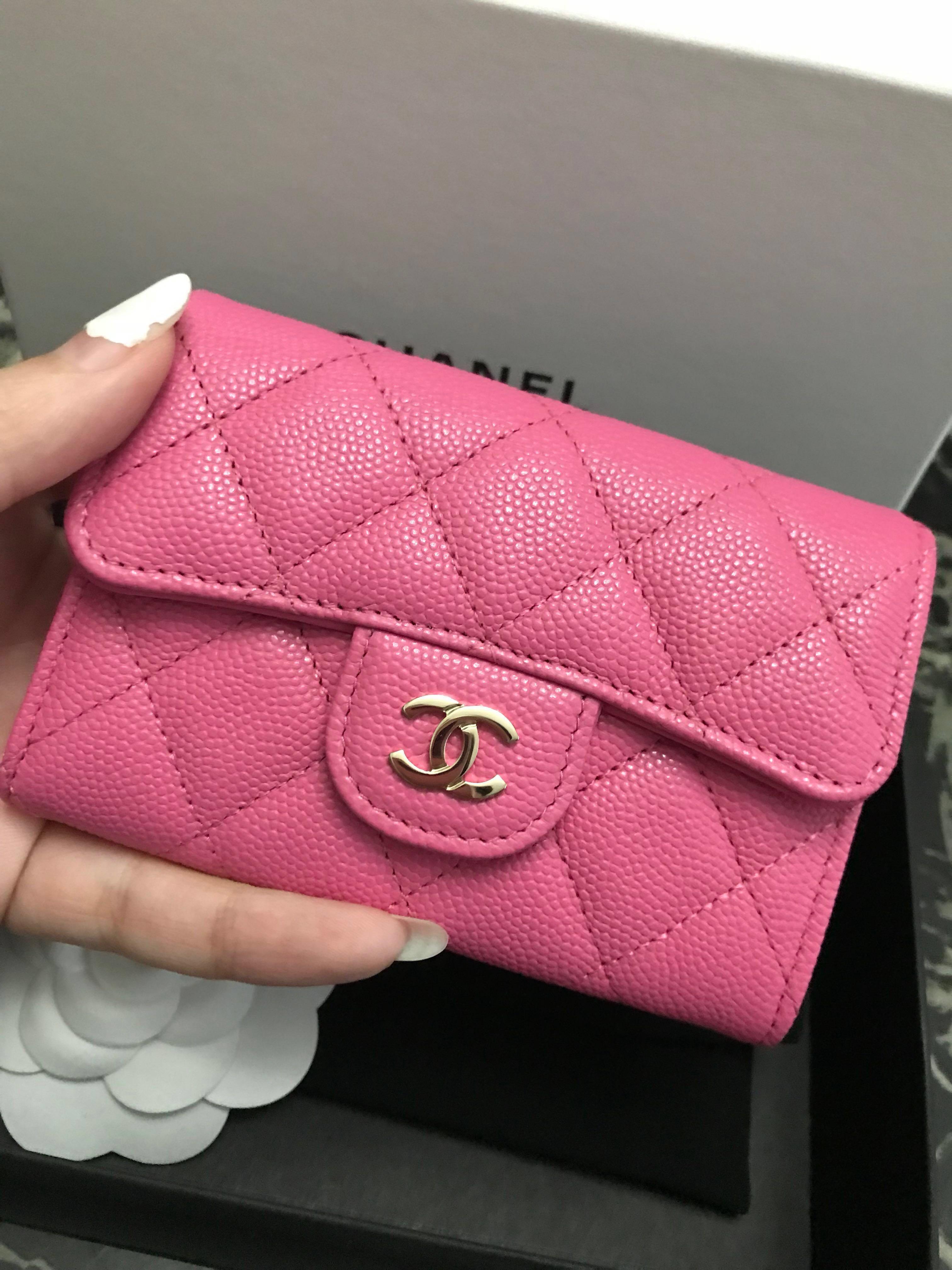 💝BNIB💝19C Chanel Card Case Pink Caviar Ghw Slg Wallet #26