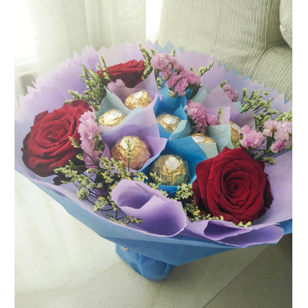 Ferrero Rocher Chocolate Bouquet Gardening Flowers Bouquets On Carousell