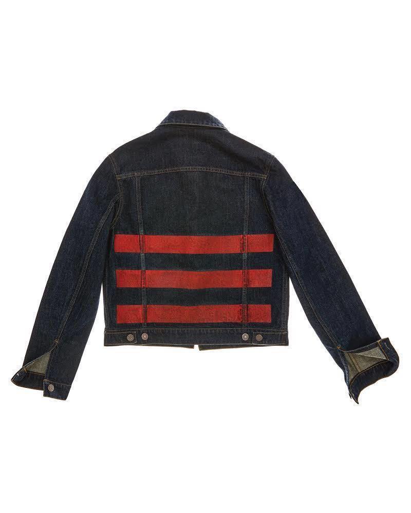 Jean jacket with red stripe clearance