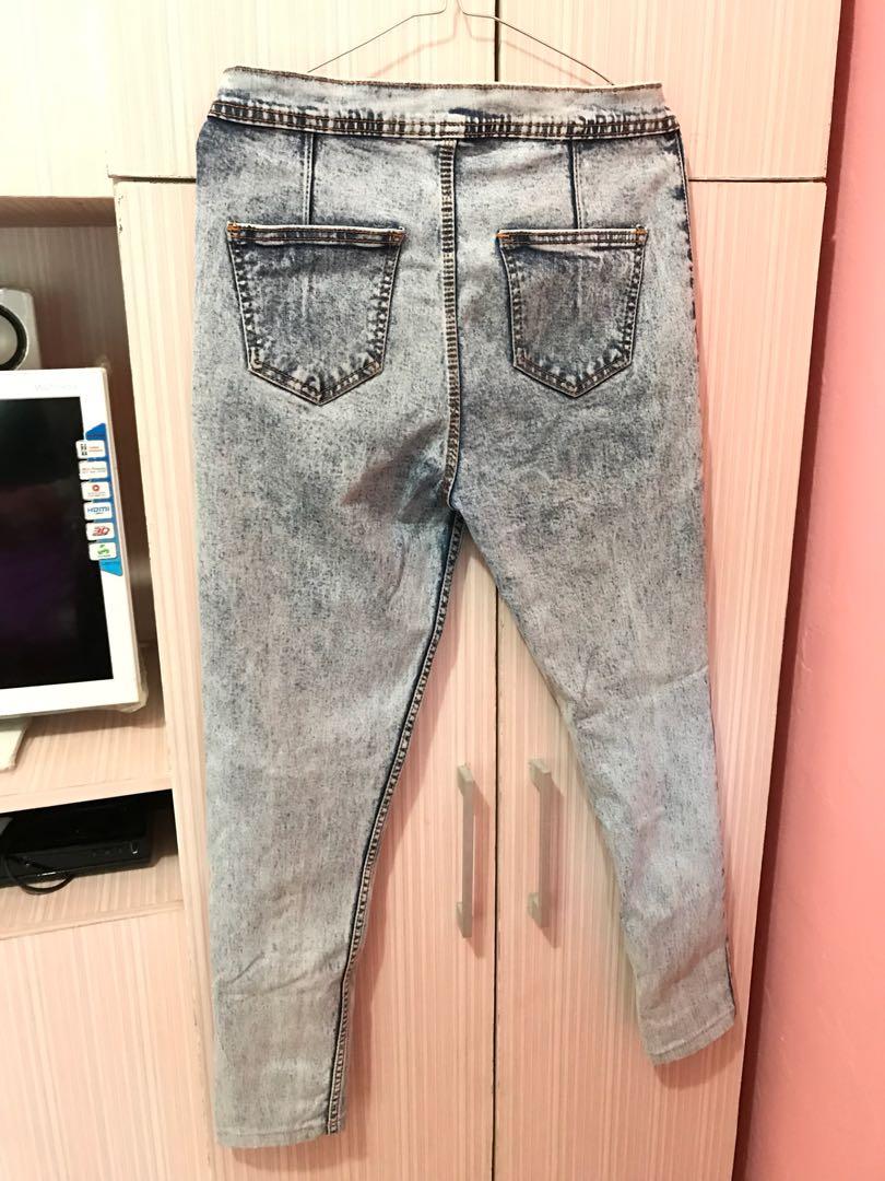 HIGH WAISTED DENIM PANTS / JEANS / ACID 