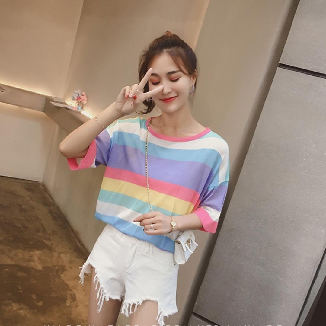 In Stock New Korean Woman Fashion Summer Casual Top Pink