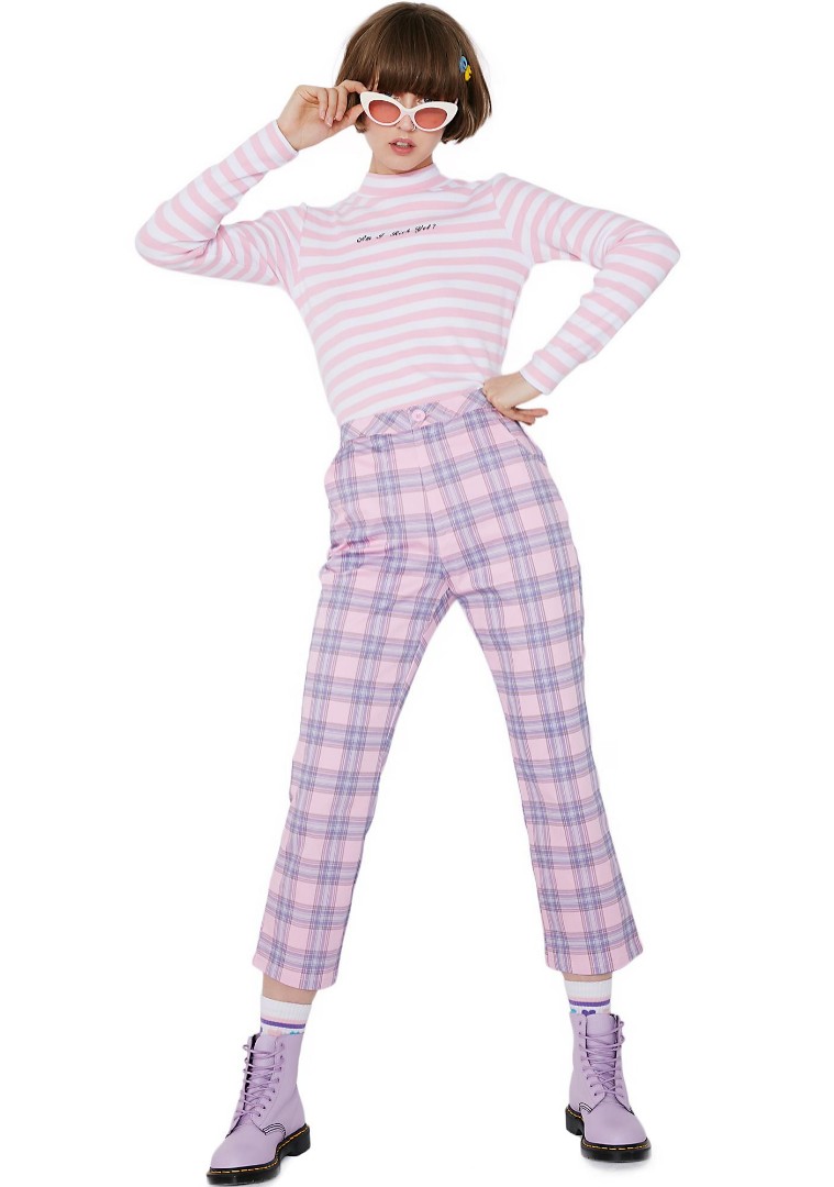 Lazy Oaf Bum Check Trousers, Women's 