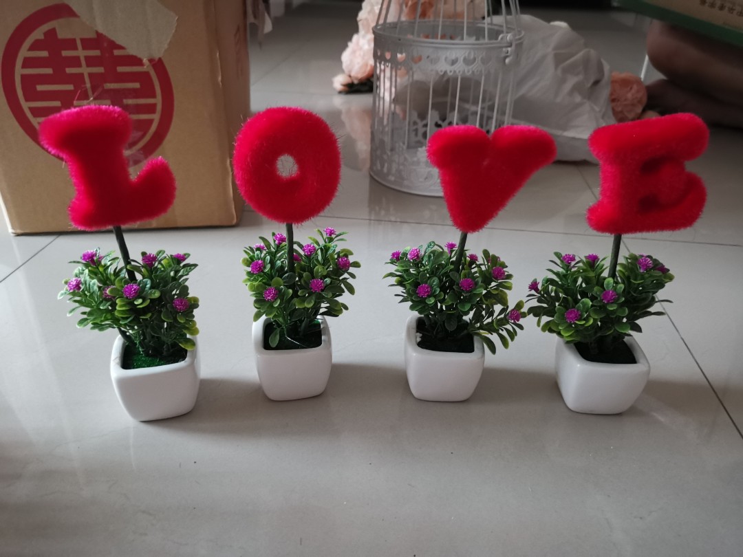 LOVE Flower Pots Wedding Deco Gardening Flowers Bouquets On