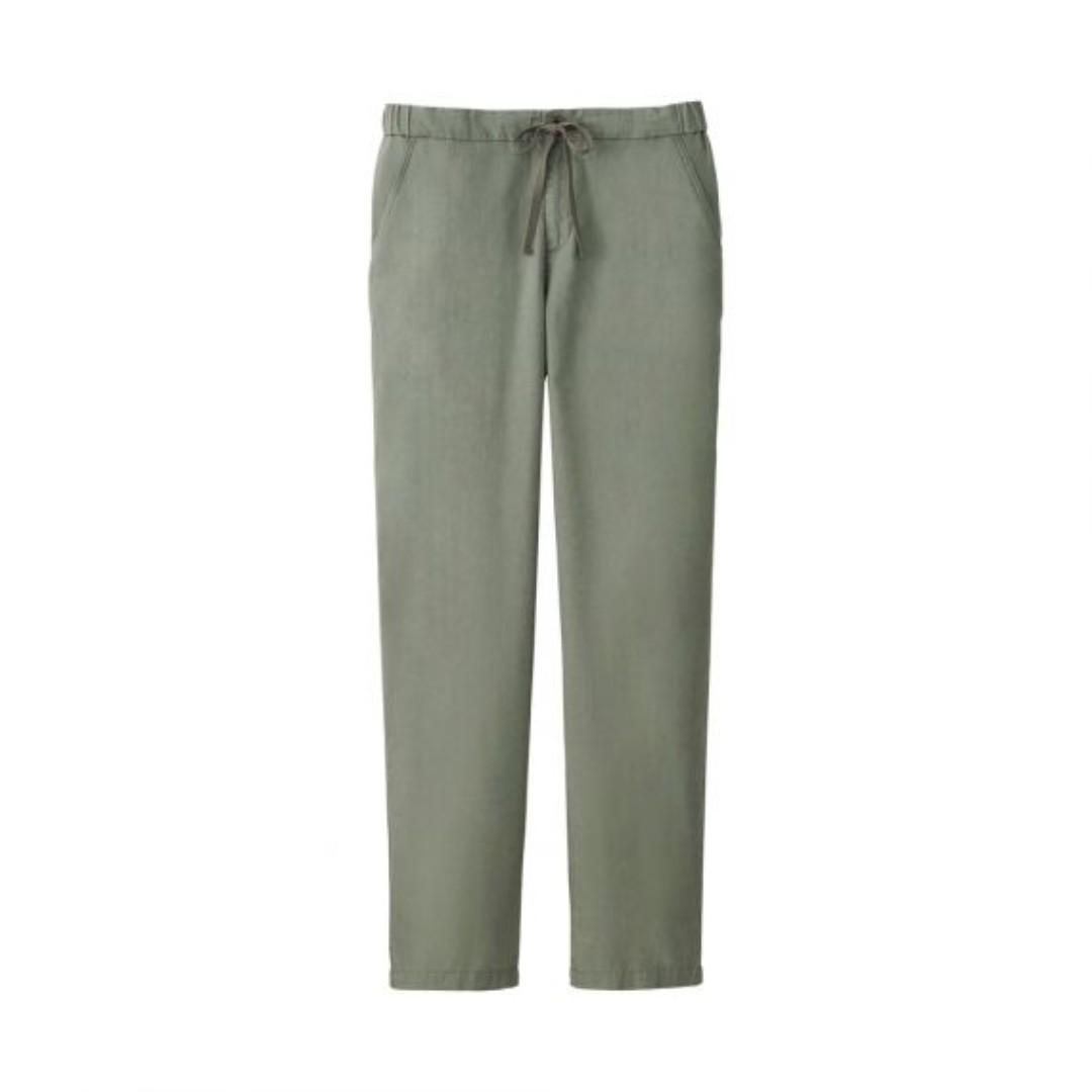 Uniqlo cotton linen relaxed deals pants