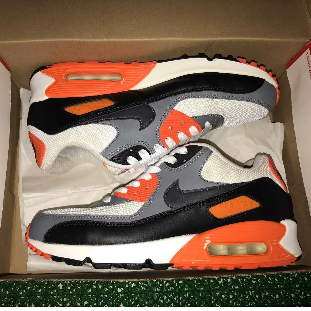 Nike air max 90 white anthracite grey orange essential best sale