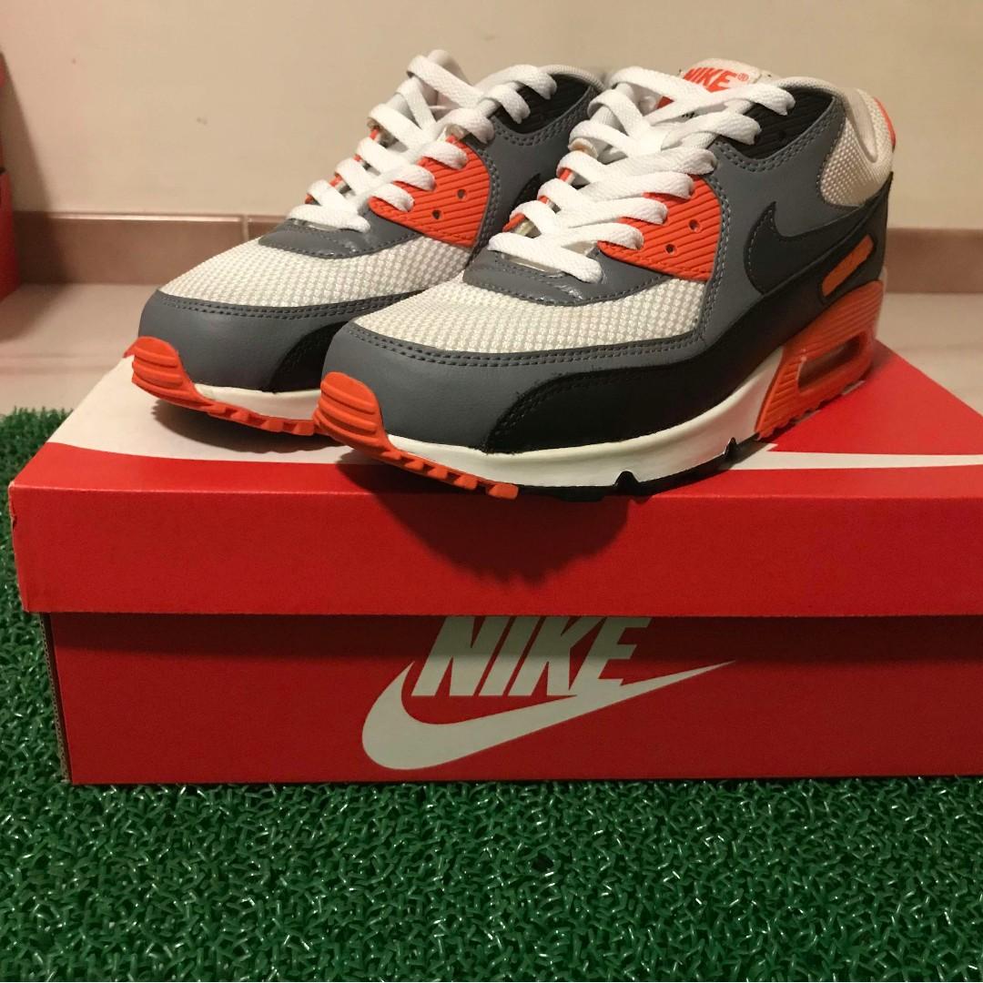 Nike air max 90 white anthracite grey orange essential best sale