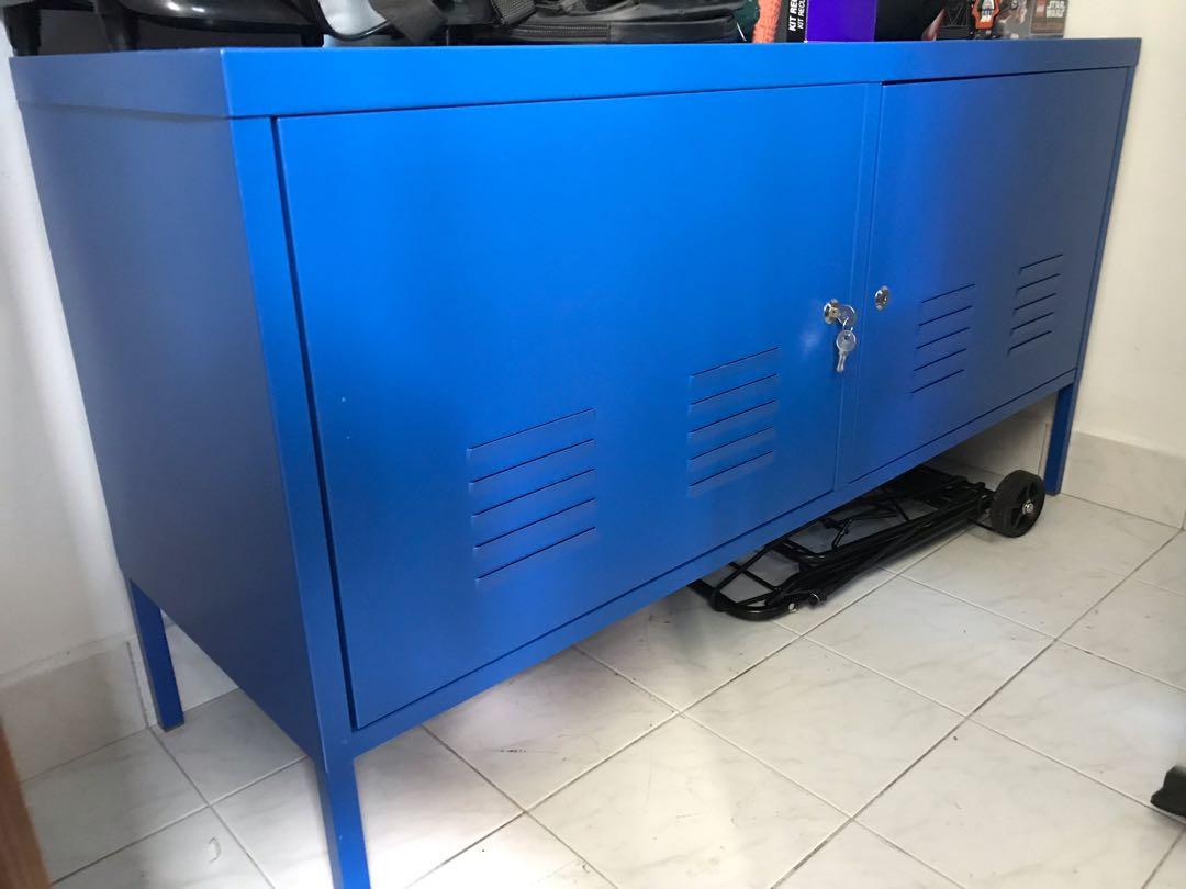Pre Loved Ikea Ps Tv Cabinet Metal Blue Furniture Shelves