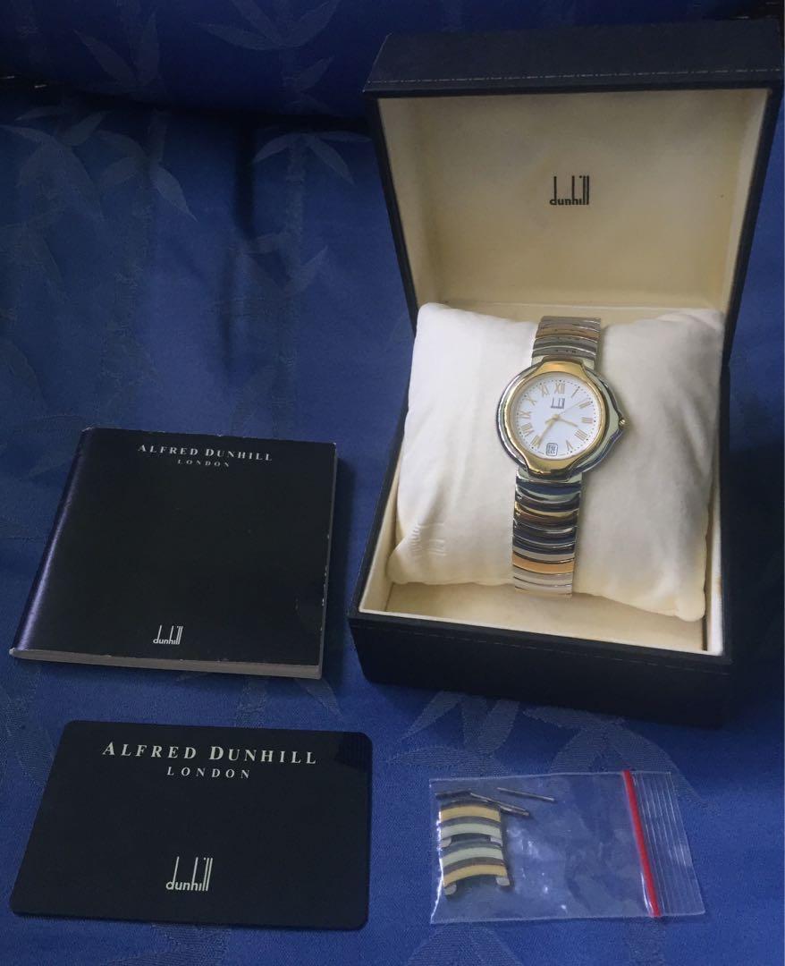 Rare Full Box Set Alfred Dunhill 2 Tone Quartz Watch Boys Size
