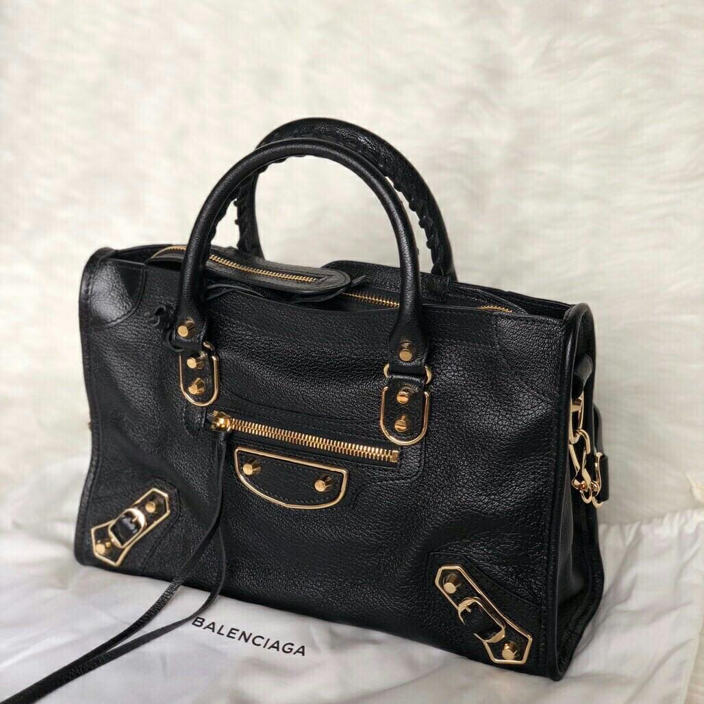 Ready Balenciaga Small metallic City EDGE BLACK GHW