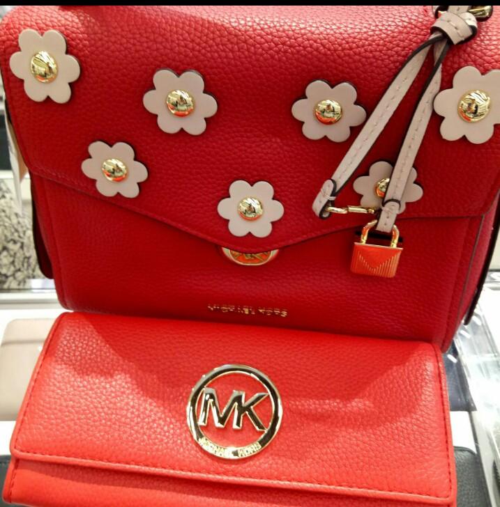 Red Michael Kors Sling Bag and Purse for one set Luxury Bags