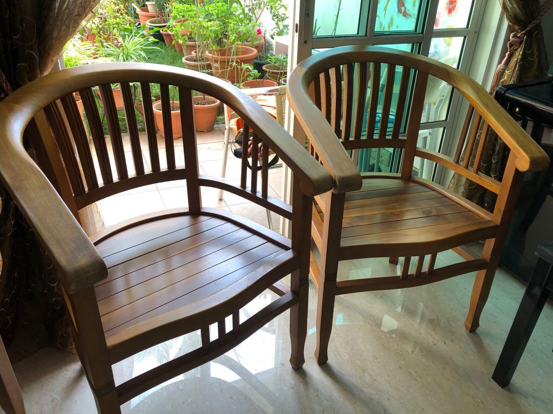 Solid Wood Arm Chair, Furniture & Home Living, Furniture, Chairs On  Carousell