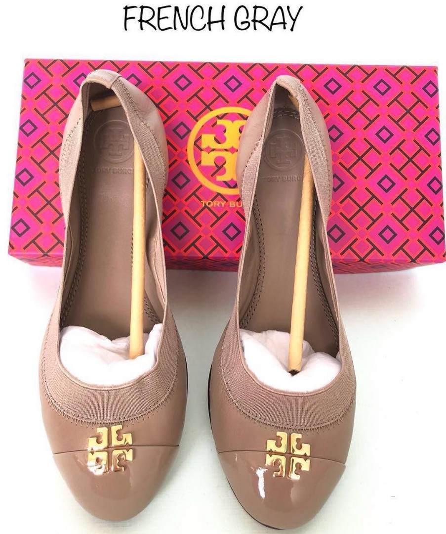 TORY BURCH JOLIE BALLET FRENCH GRAY sz 6 Fesyen Wanita Sepatu di