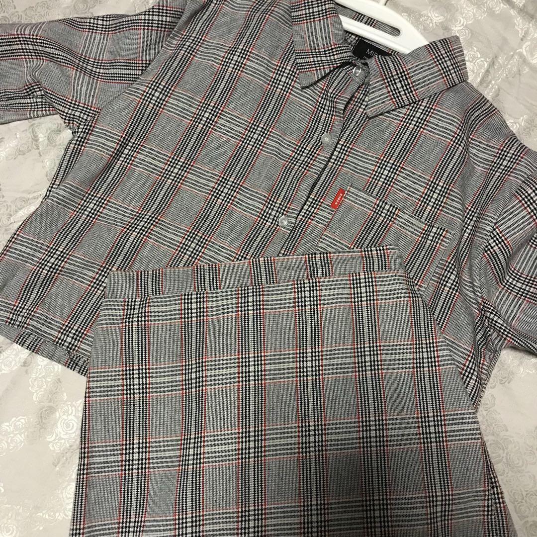 red plaid two piece set