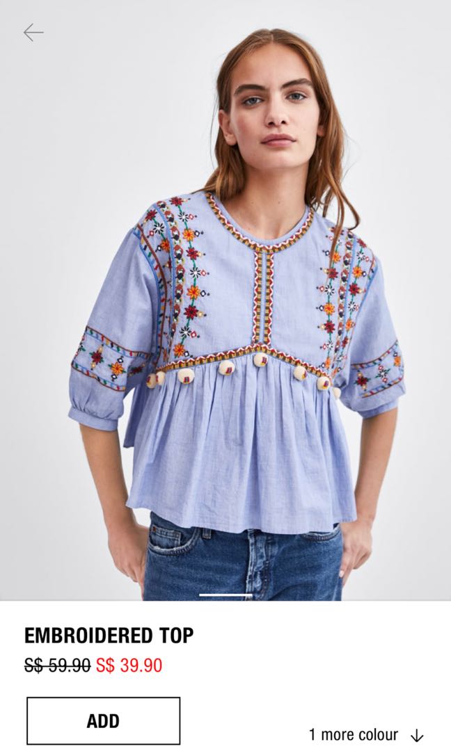 zara embroidered tops