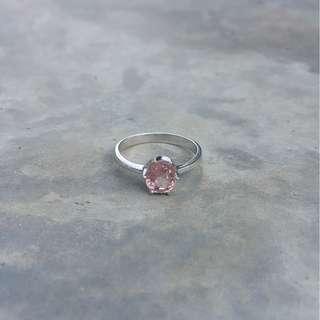 Women Ring Plated White Gold - 1.09Crt Natural Pinky Spinel (Gems Certificate)