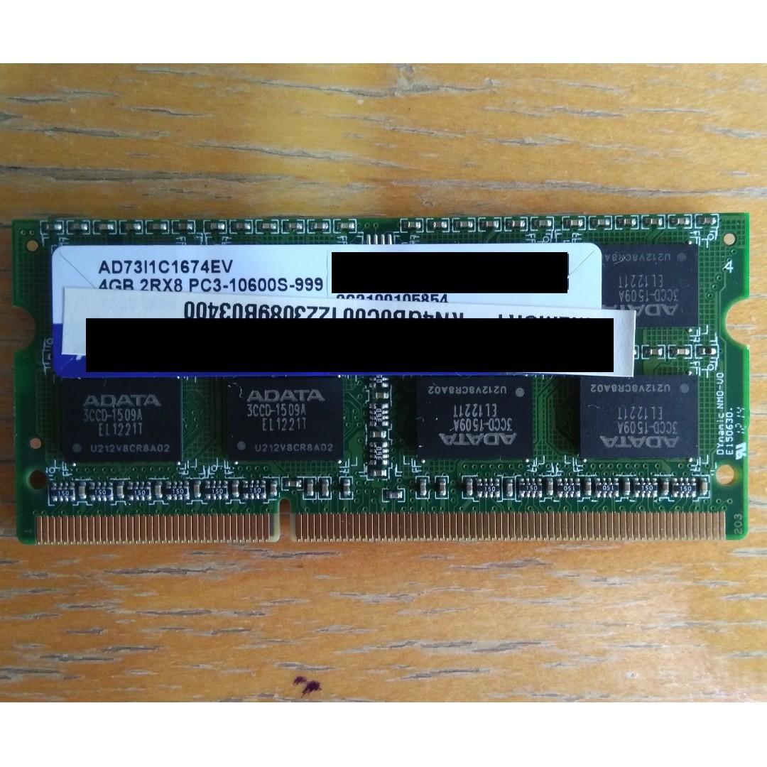 adata 4gb 2rx8 ddr3 pc3 10600 sodimm
