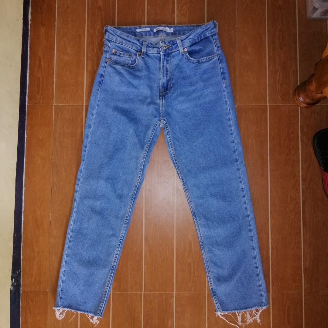 bershka jeans straight cropped