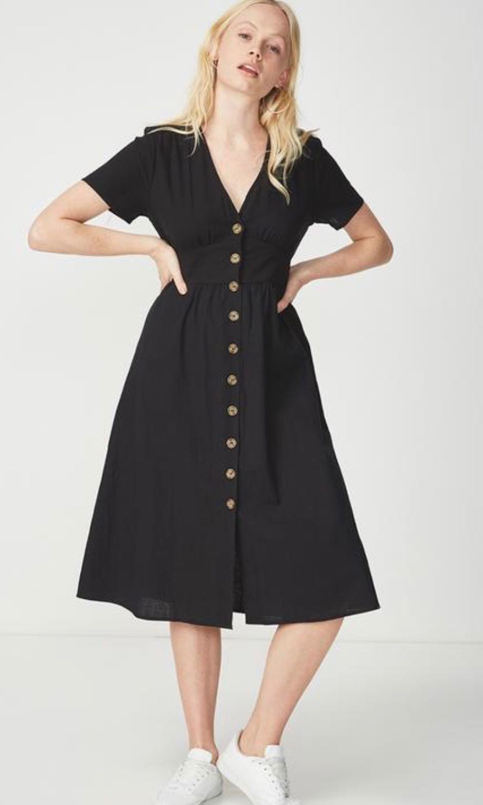 cotton button front dress