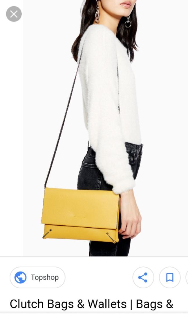 Mint Condition Topshop Chicago Clutch Bag Mustard Women S Fashion Bags Wallets Tote Bags On Carousell