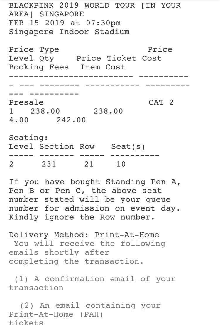 Cat 2 Blackpink 2019 World Tour Singapore Entertainment Events Concerts On Carousell