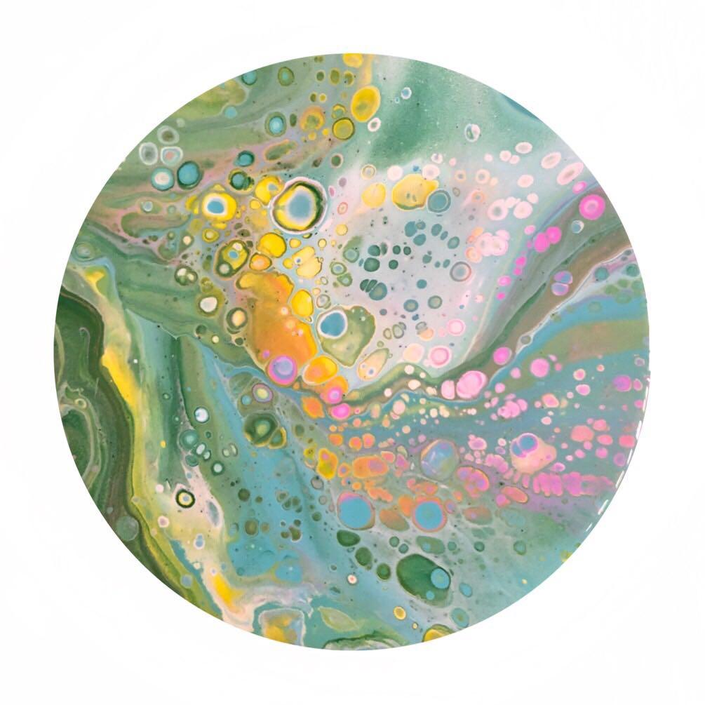 Hand Painted Party Plate With Original Acrylic Paint Design