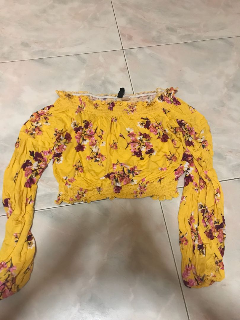 h&m yellow floral top