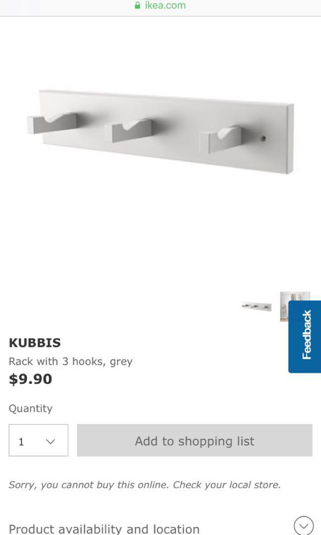 IKEA kubbis hooks gray Furniture Home Living Home Improvement Organisation Storage Boxes Baskets on Carousell
