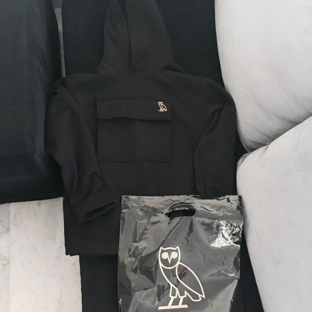 OVO Big Pocket Hoodie Black Men s Fashion Tops Sets Hoodies