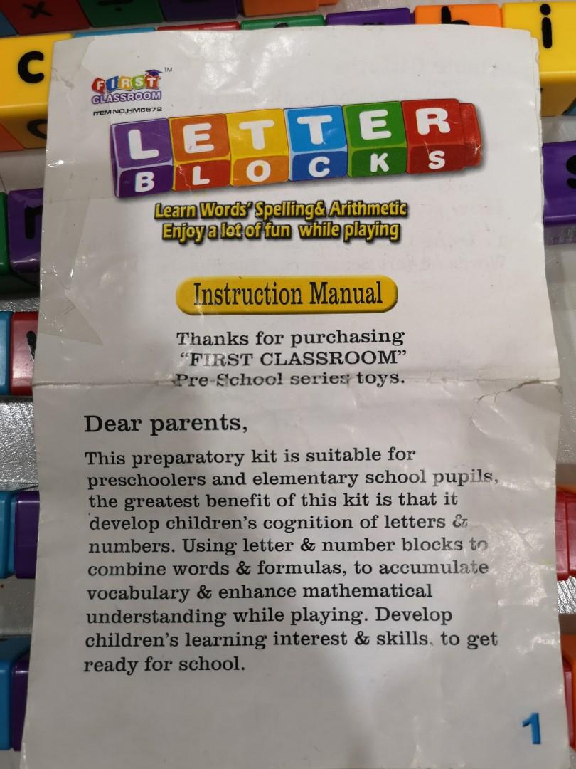 Pre school plastic letter number & symbol blocks, Hobbies & Toys, Toys ...