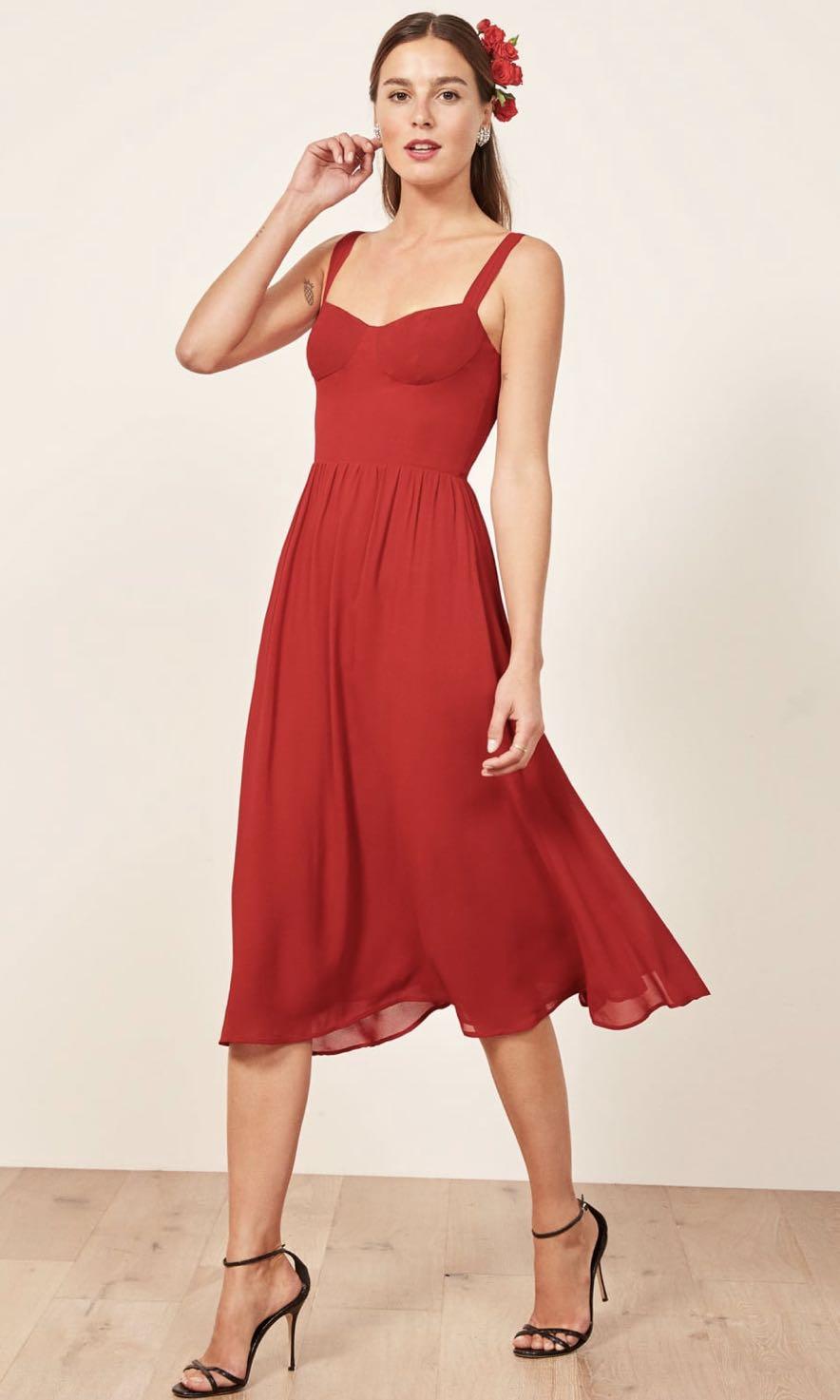 Reformation Hera Dress *new* red midi dress sleeveless, Women's Fashion,  Dresses u0026 Sets, Dresses on Carousell