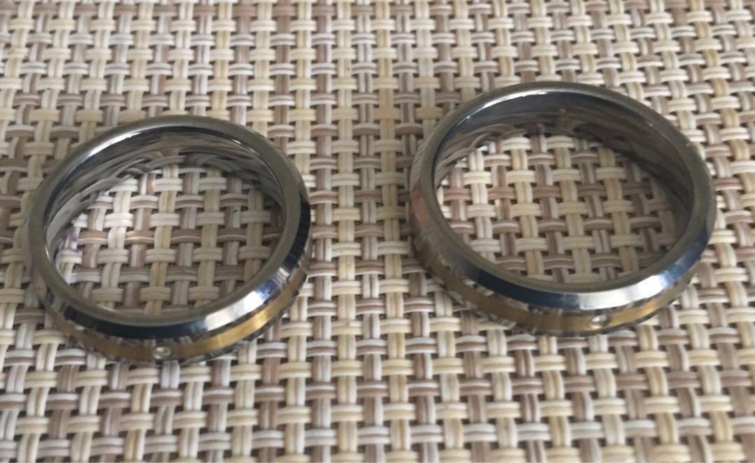 Silverworks Chemistry 2 Tone Tungsten with Diamond Couple Ring Sizes 6 8