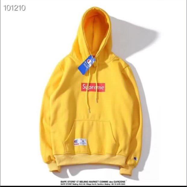 supreme champion hoodie yellow
