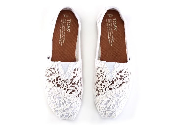 TOMS White lace leaves, Women's Fashion 