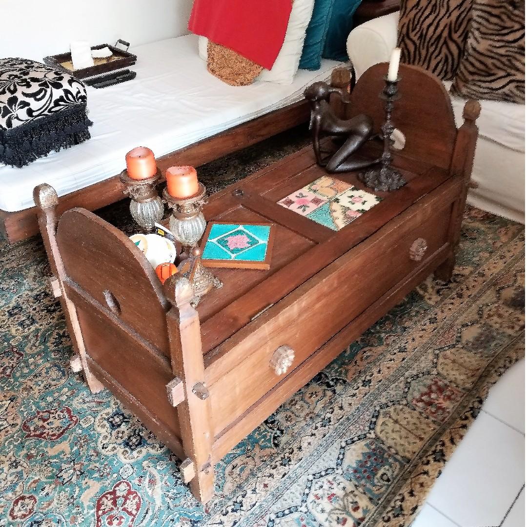 Vintage Teak Chest Living Room Table Storage Furniture & Home