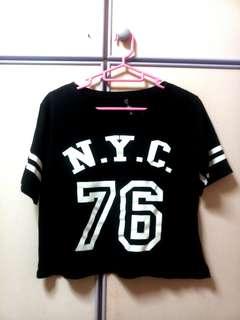 NYC New York City Baseball Crop Shirt Top