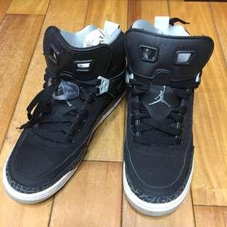 NIKE AIR JORDAN SPIZIKE BG OREO 小飛人 高筒黑色亮皮