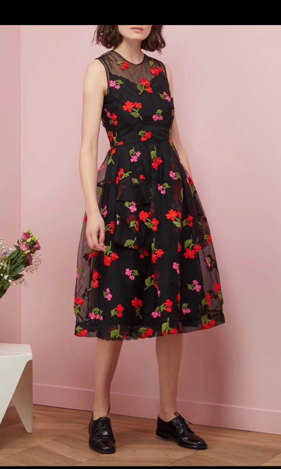 Simone Rocha】floral tulle dress RED ワンピース ロングワンピース
