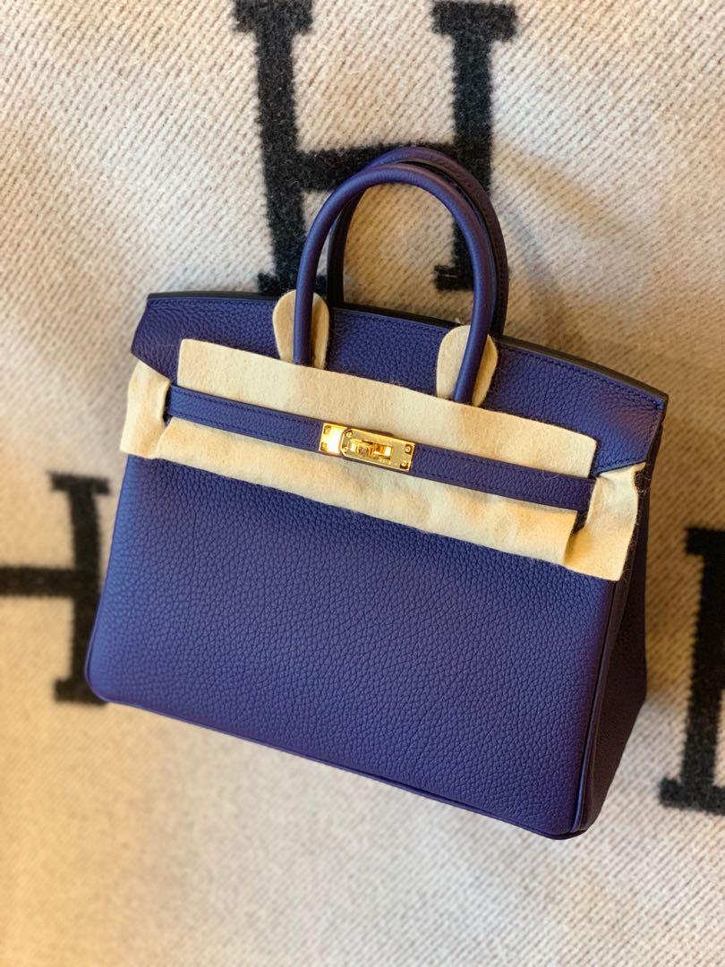 Birkin 25 Blue nuit Ghw togo, Luxury, Bags & Wallets on Carousell