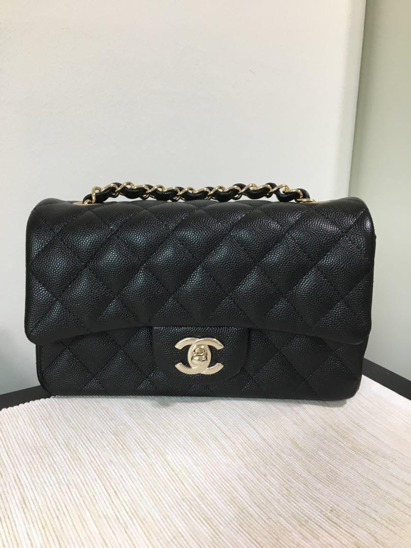 Chanel Classic Mini Rectangular Black Caviar with Gold Hardware GHW ...