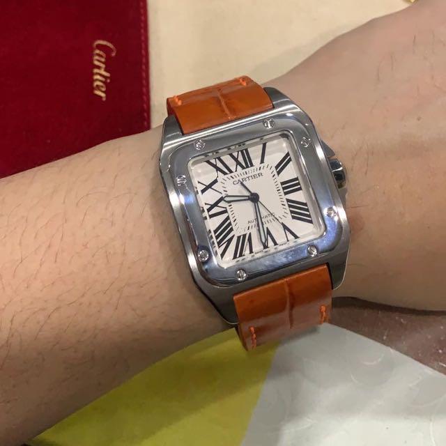 Customer s Order Orange Crocodile Belly Strap for Cartier Santos