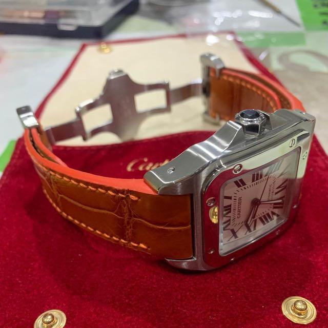 Customer s Order Orange Crocodile Belly Strap for Cartier Santos
