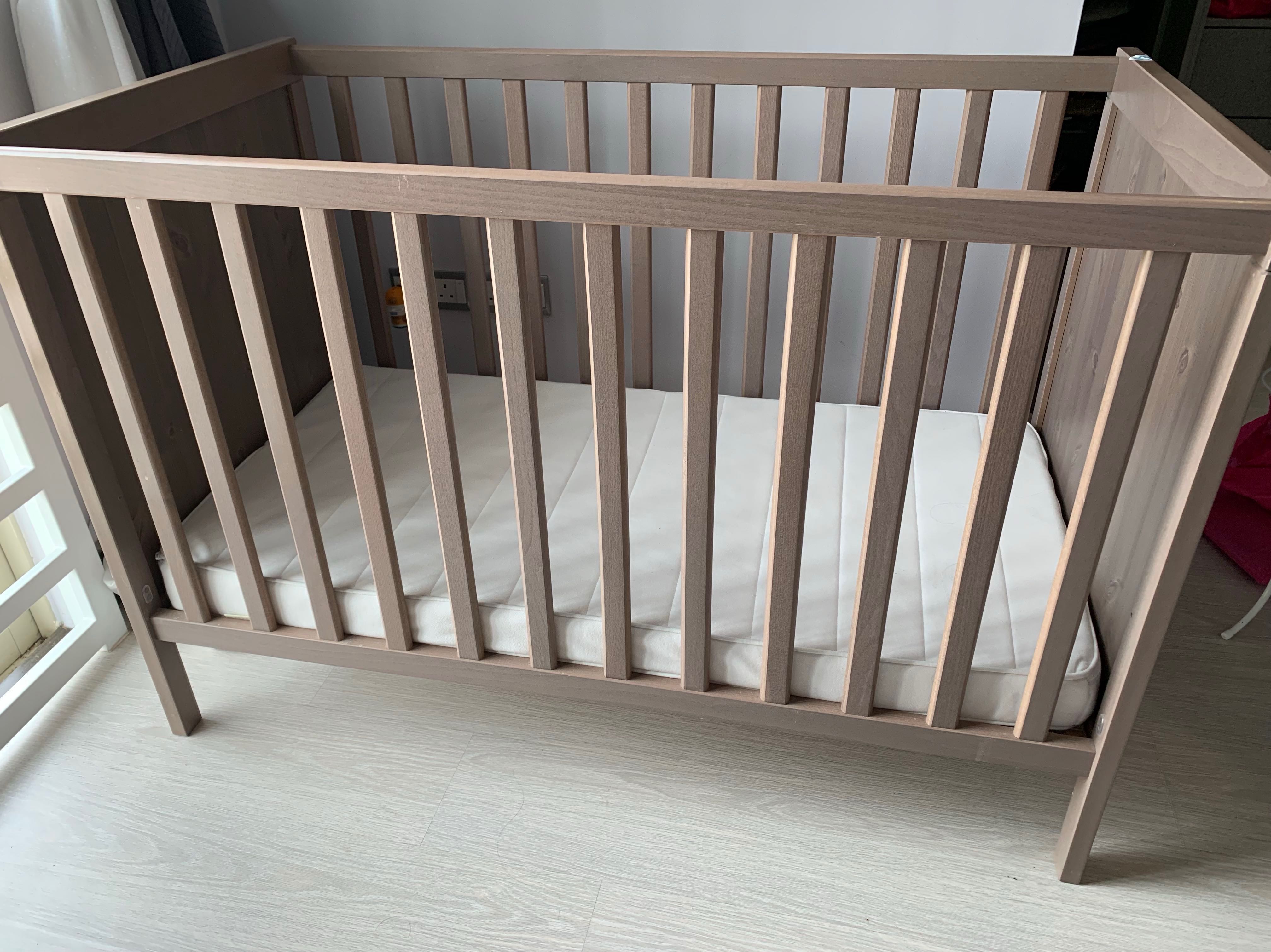 IKEA Sundvik Baby Cot Himmelsk Bumper Pad Skont Mattress Babies Kids Baby Nursery Kids Furniture Cots Cribs on Carousell