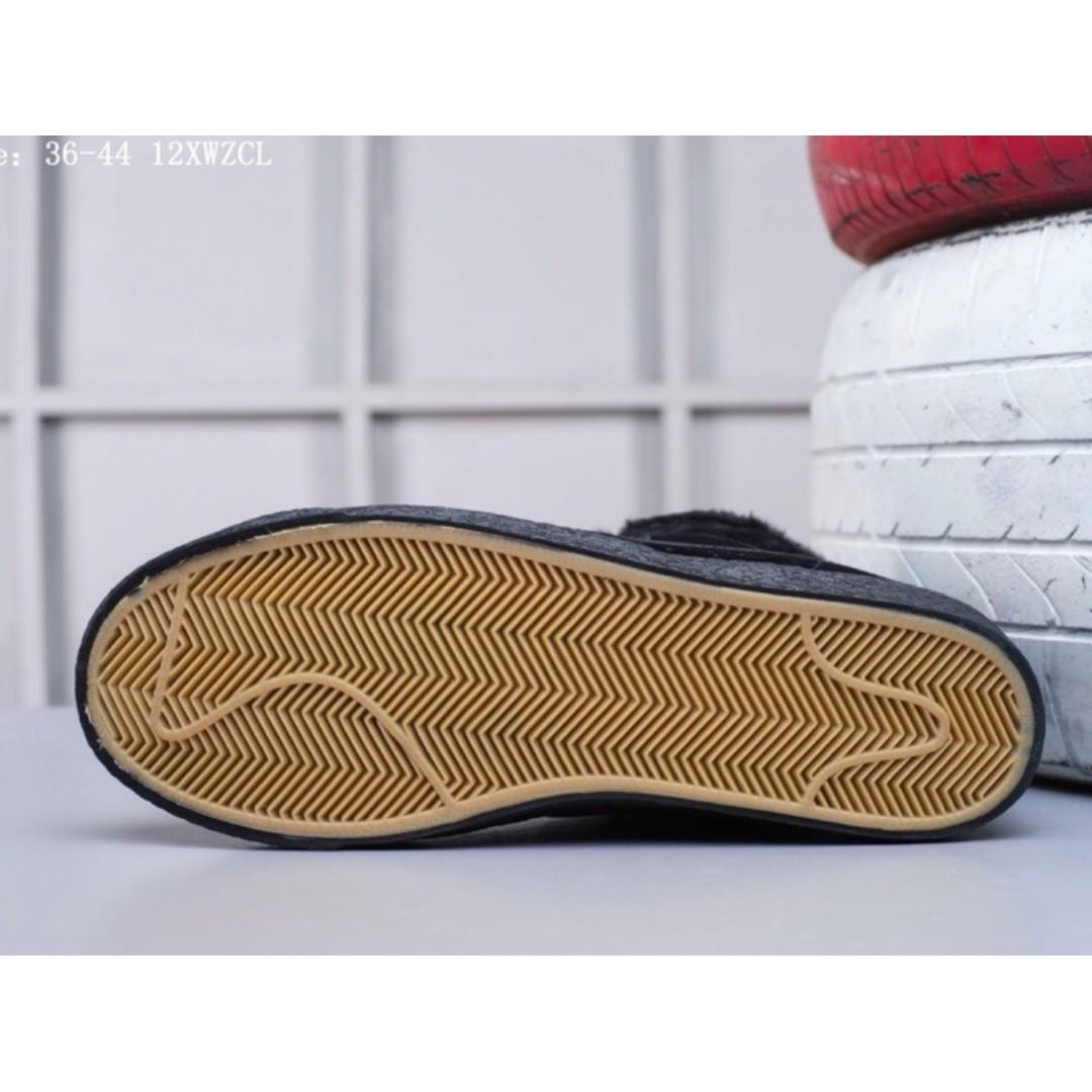 Nike Blazer Mid Suede加毛版 高幫開拓者 冬季保暖系列 配送加毛鞋墊全黑 36－44