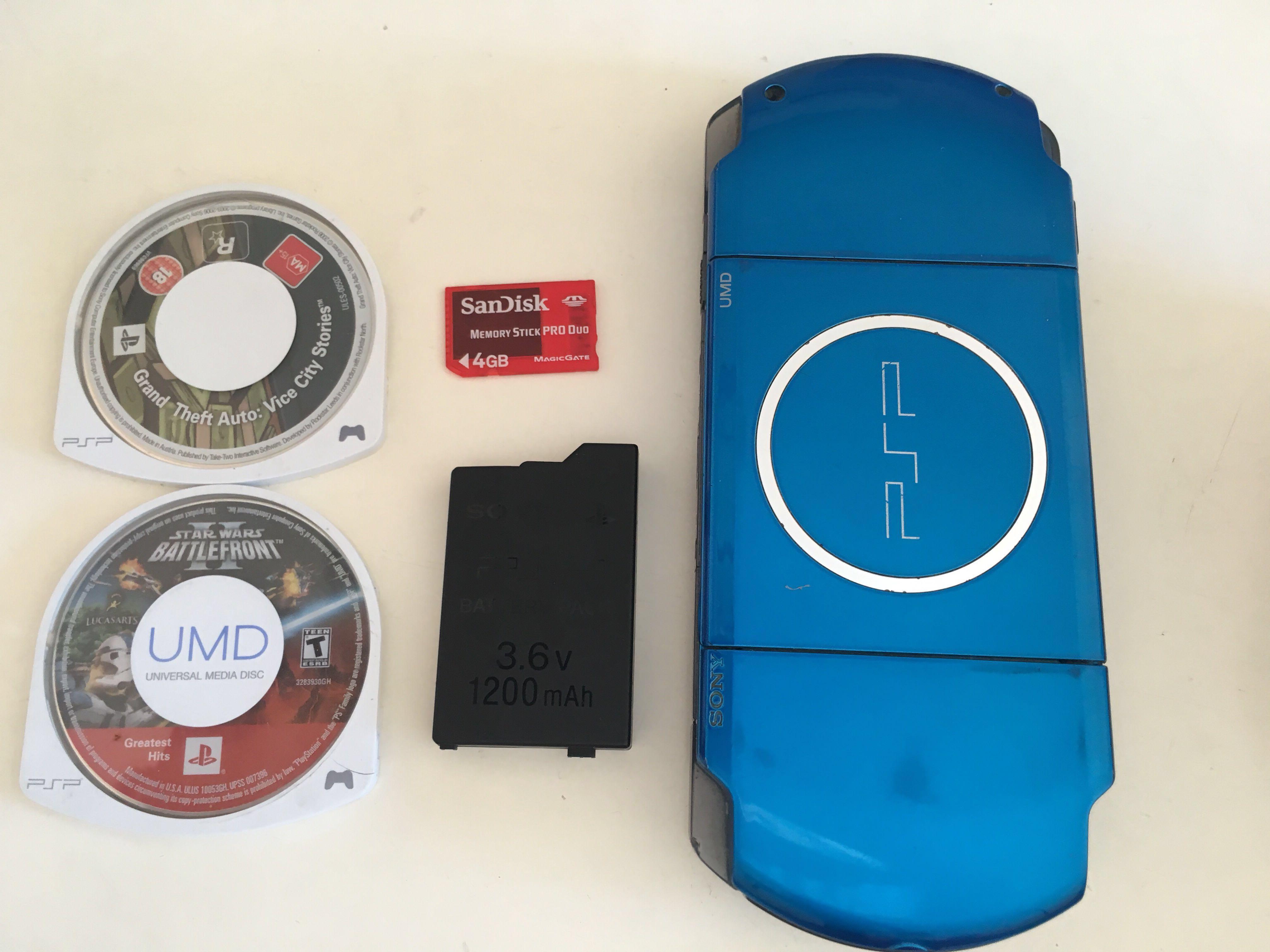 SONY PSP 3000 launch edition vibrant blue handheld system, Video Gaming