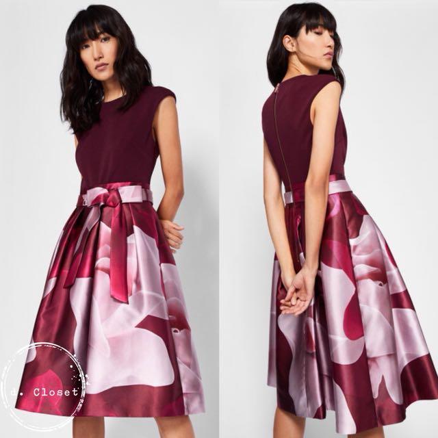 Ted Baker Layla Porcelain Rose full skirt dress Women s Fashion