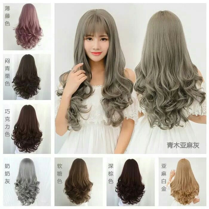 Wig Rambut Palsu Gray Cosplay Fesyen Wanita Aksesoris Di