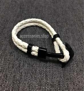 🔥INSTOCK | Matte Anchor Leather Bracelet (White)