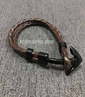 🔥INSTOCK | Matte Anchor Leather Bracelet (Dark Brown)