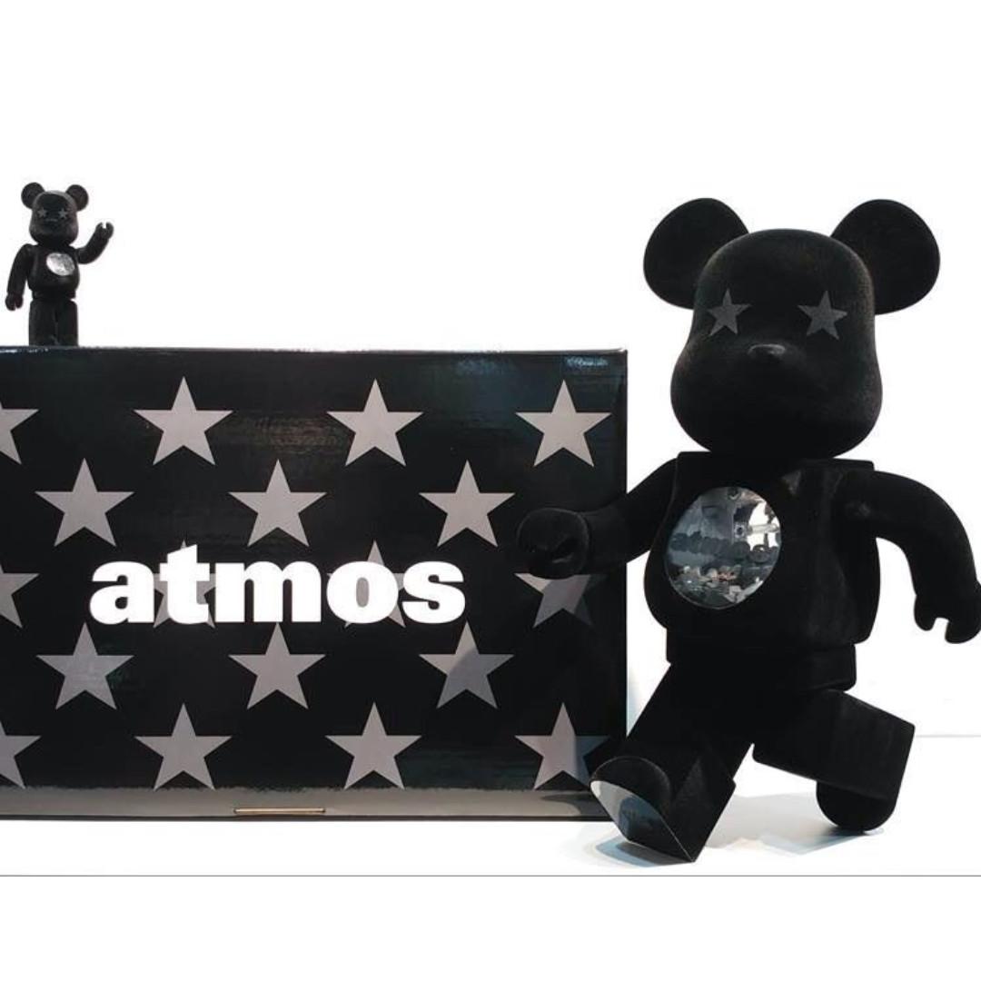 400%+100% Medicom Bearbrick Atmos 黑色植毛Be@rbrick (全新未開封