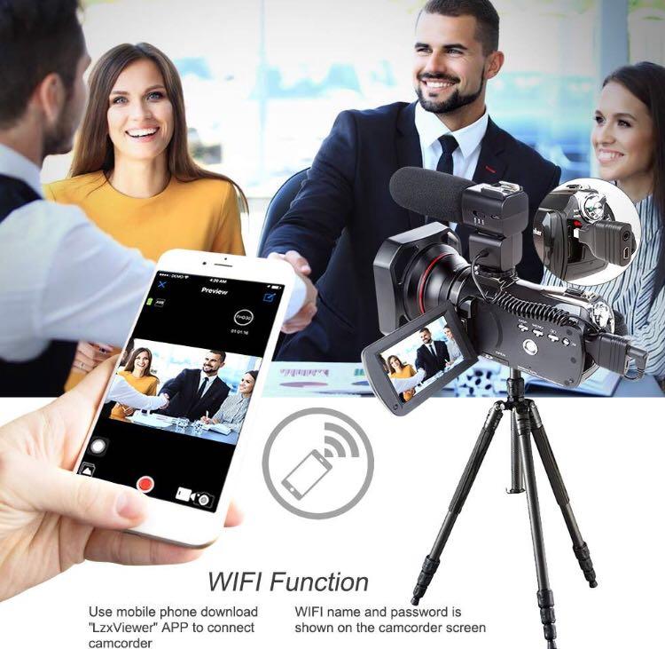 Anstaker Camera Ansteker 4K Camcorder, Ansteker Ultra-HD 1080P 24MP 30FPS Digital WiFi ...